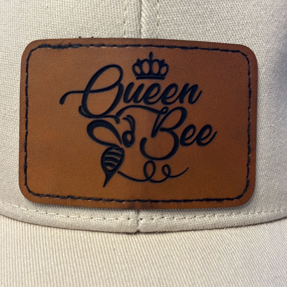SnapBack baseball cap with leather patch that says Queen Bee. - Picture 1 of 3